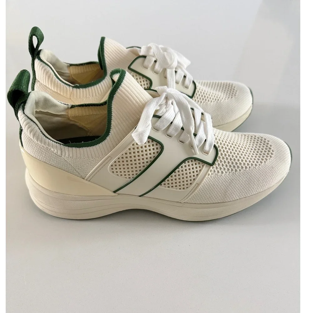 Tory Burch Ladybug Sneaker Cream Green Knit Trainer Womens 9.5 M